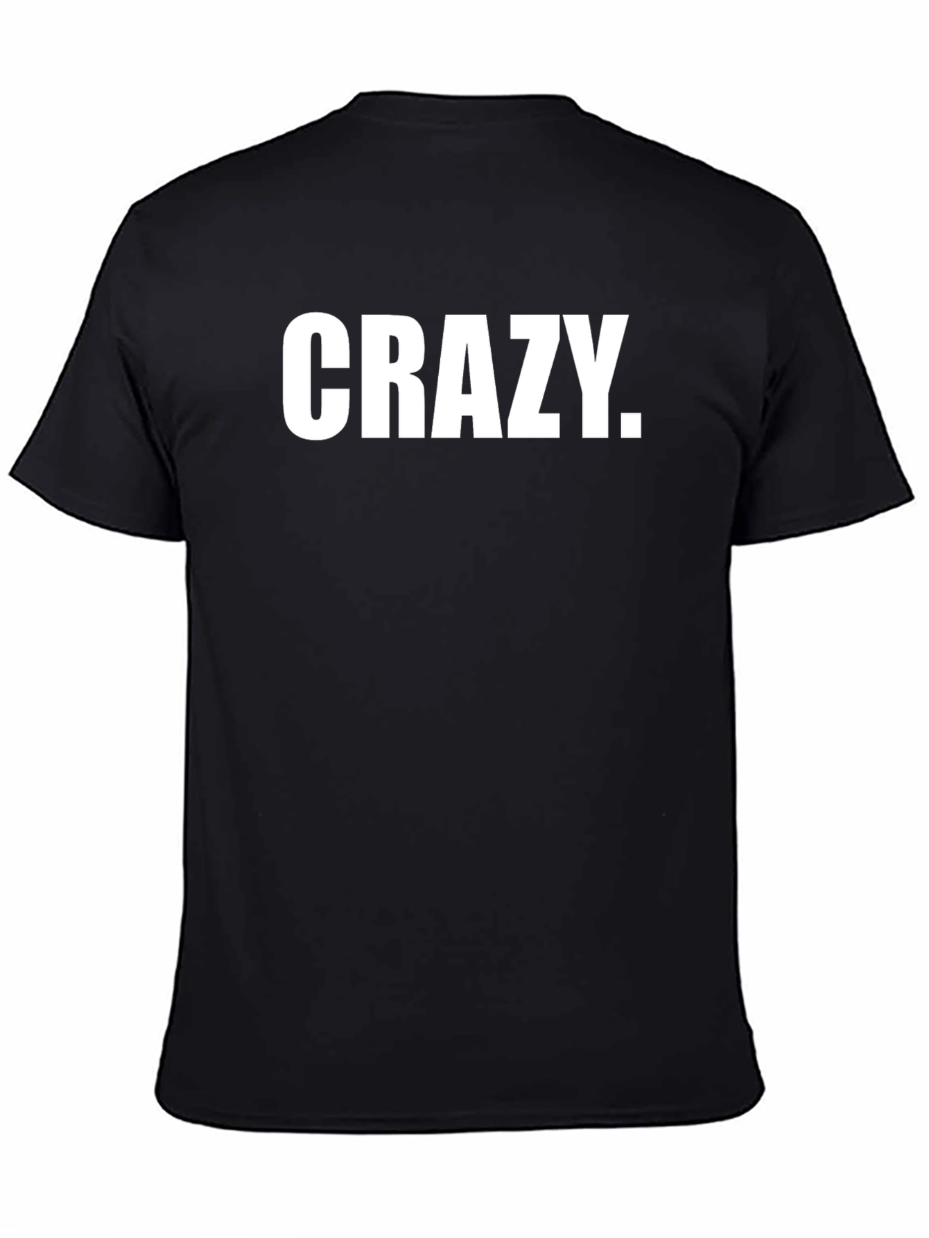 Crazy Graphic Print T-Shirt - Black Crew Neck Tee