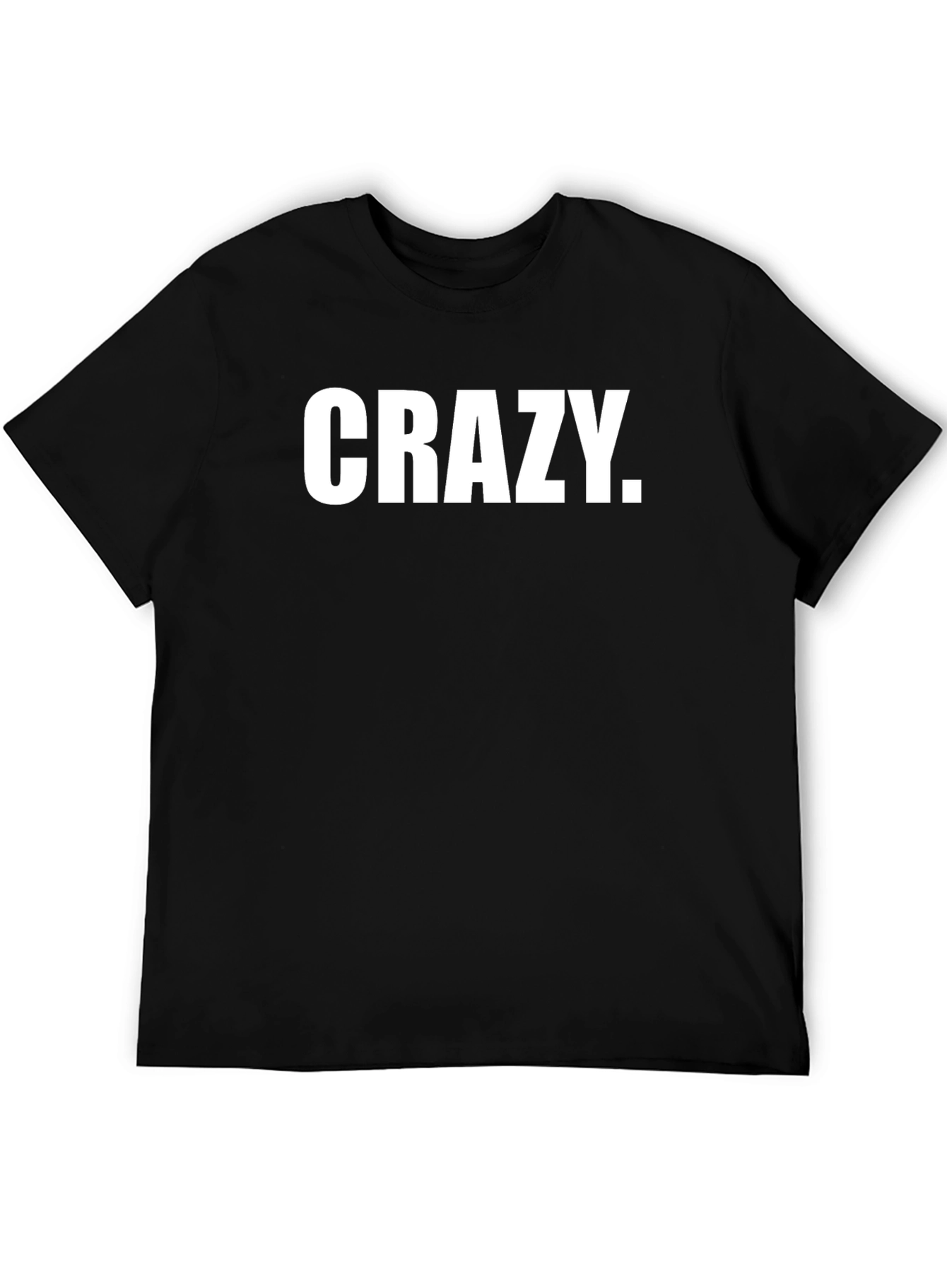 Crazy Graphic Print T-Shirt - Black Crew Neck Tee