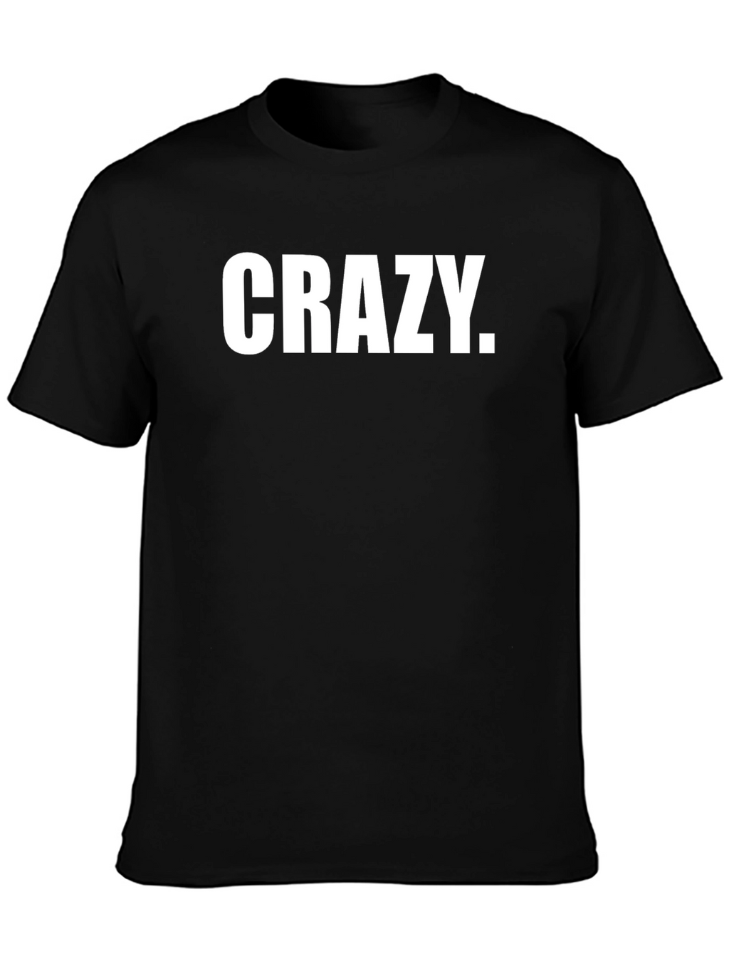 Crazy Graphic Print T-Shirt - Black Crew Neck Tee