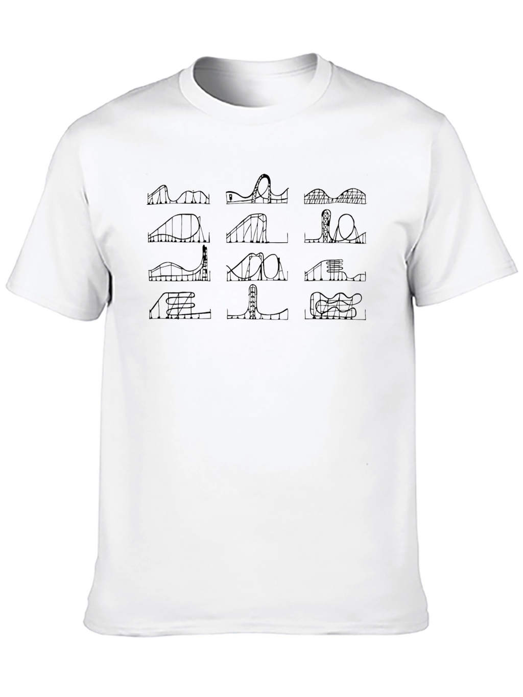 Roller Coaster Schematic Black T-Shirt