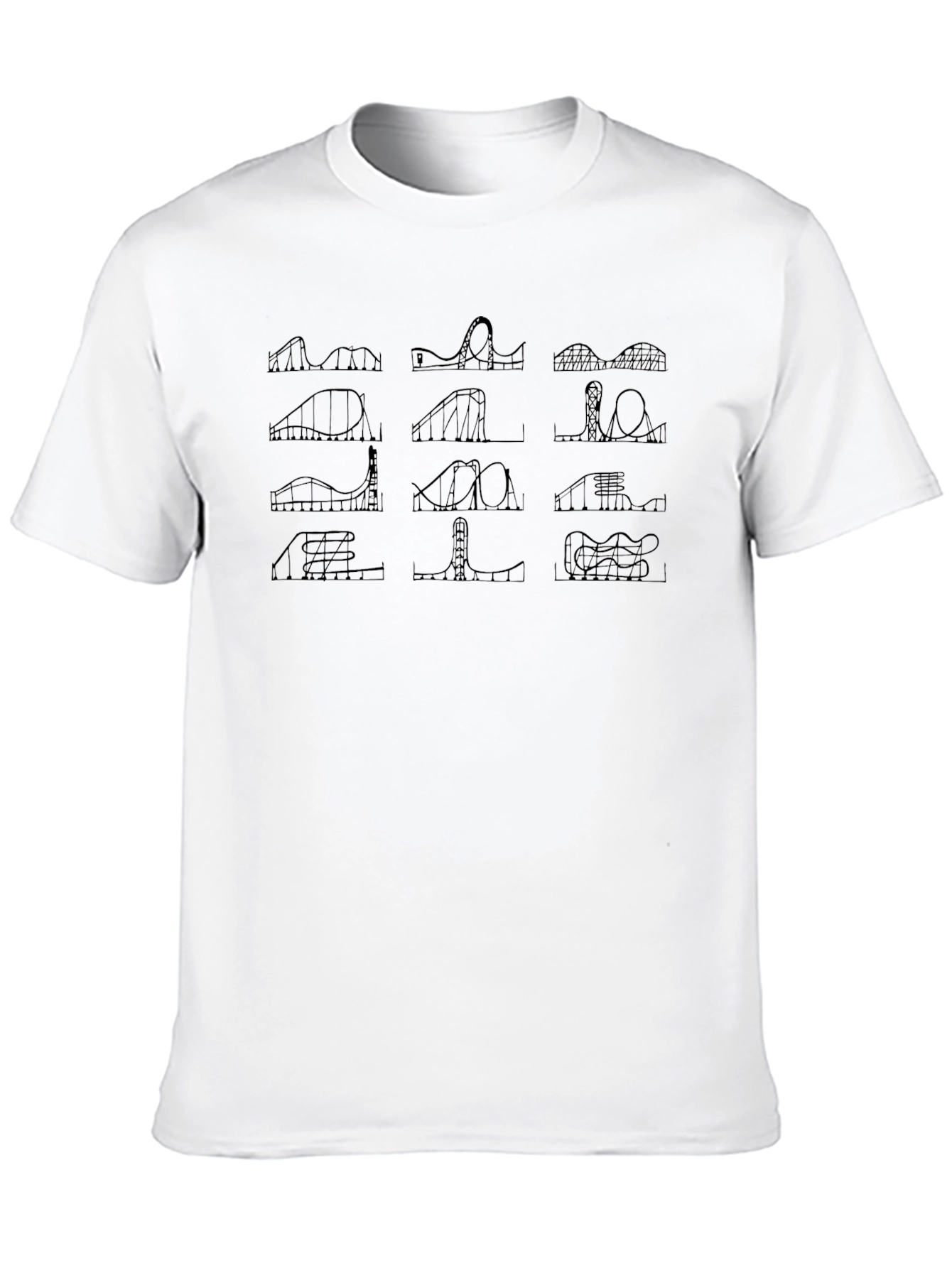 Roller Coaster Schematic Black T-Shirt