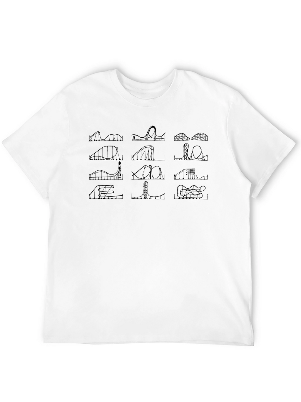 Roller Coaster Schematic Black T-Shirt