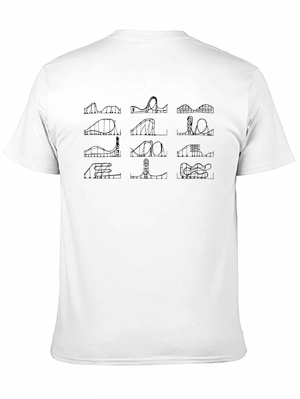 Roller Coaster Schematic Black T-Shirt