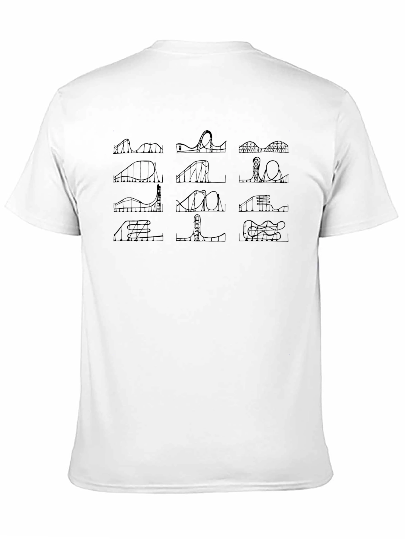 Roller Coaster Schematic Black T-Shirt