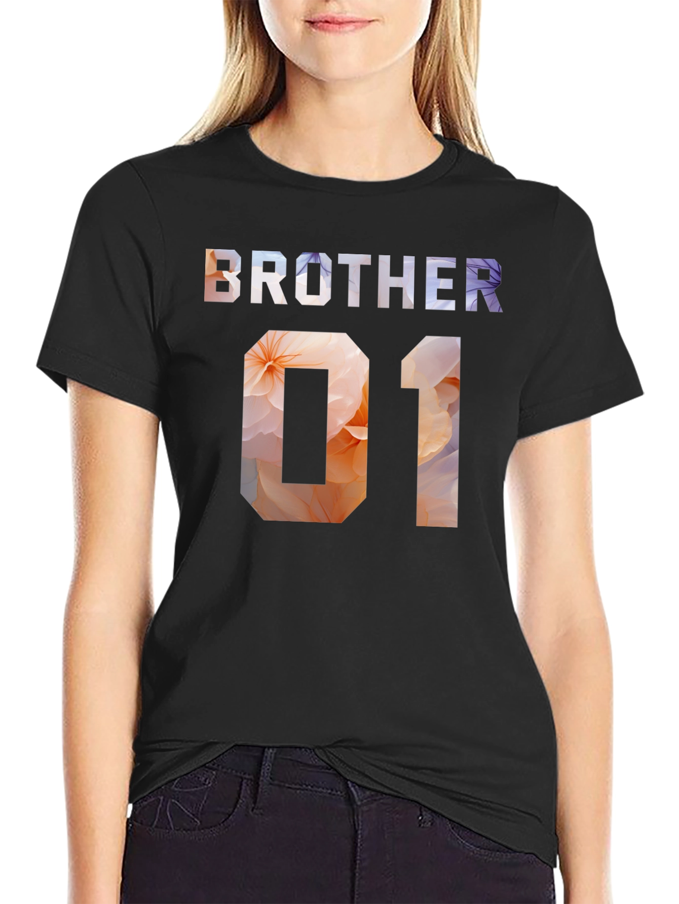 Brother 01 Floral Graphic Tee - Soft Cotton Crew Neck
