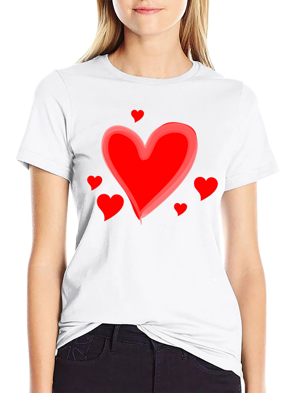 Heart Valentines Day Graphic Black T-Shirt