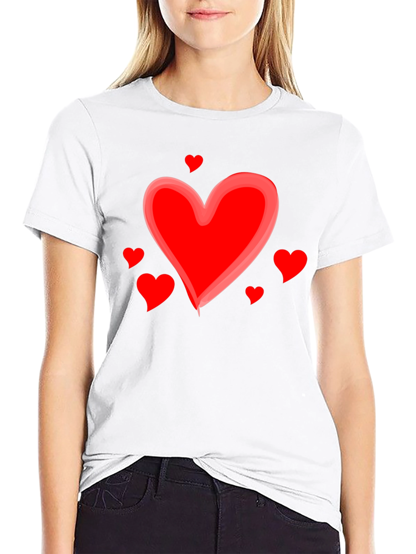 Heart Valentines Day Graphic Black T-Shirt