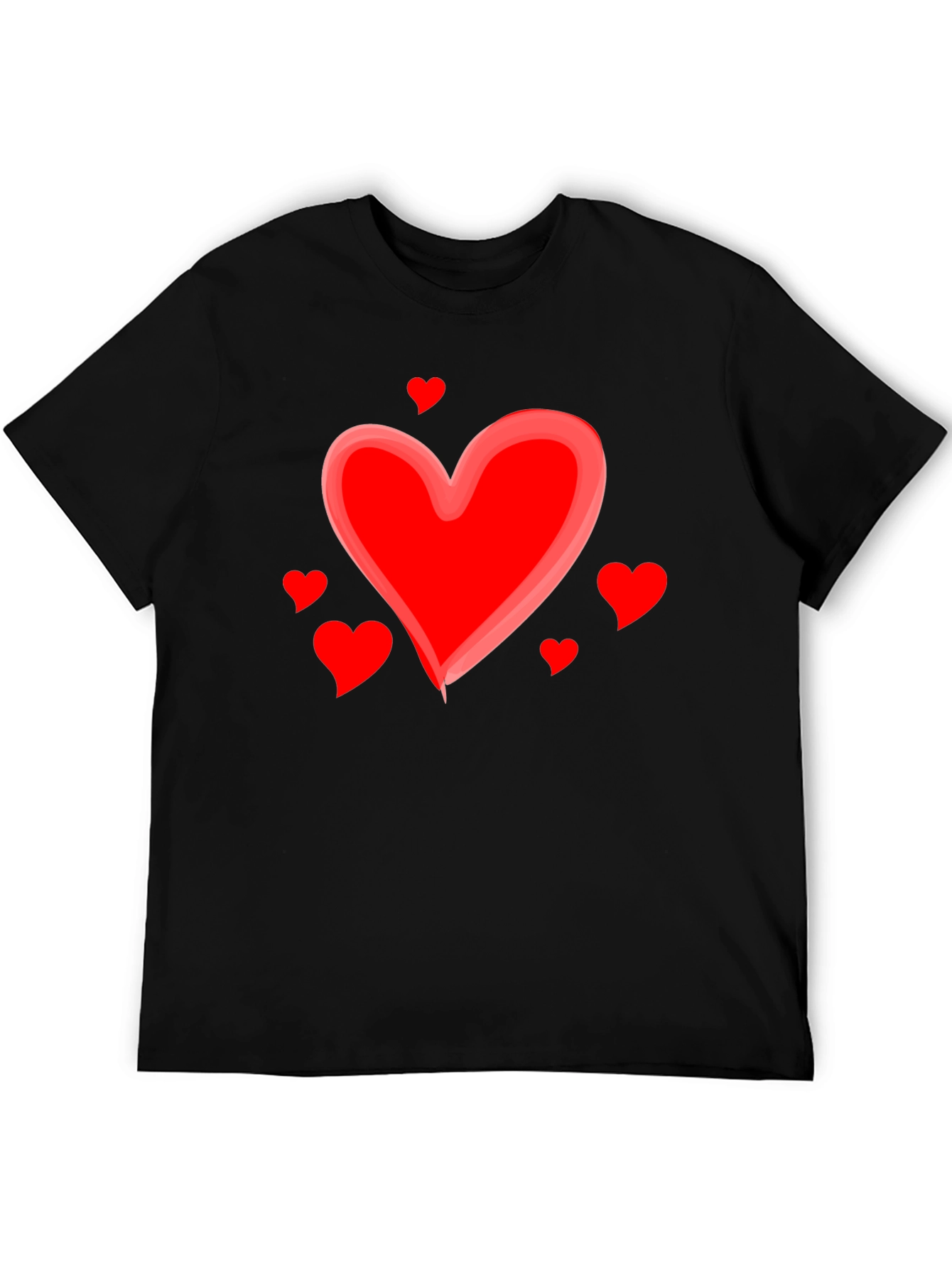 Heart Valentines Day Graphic Black T-Shirt