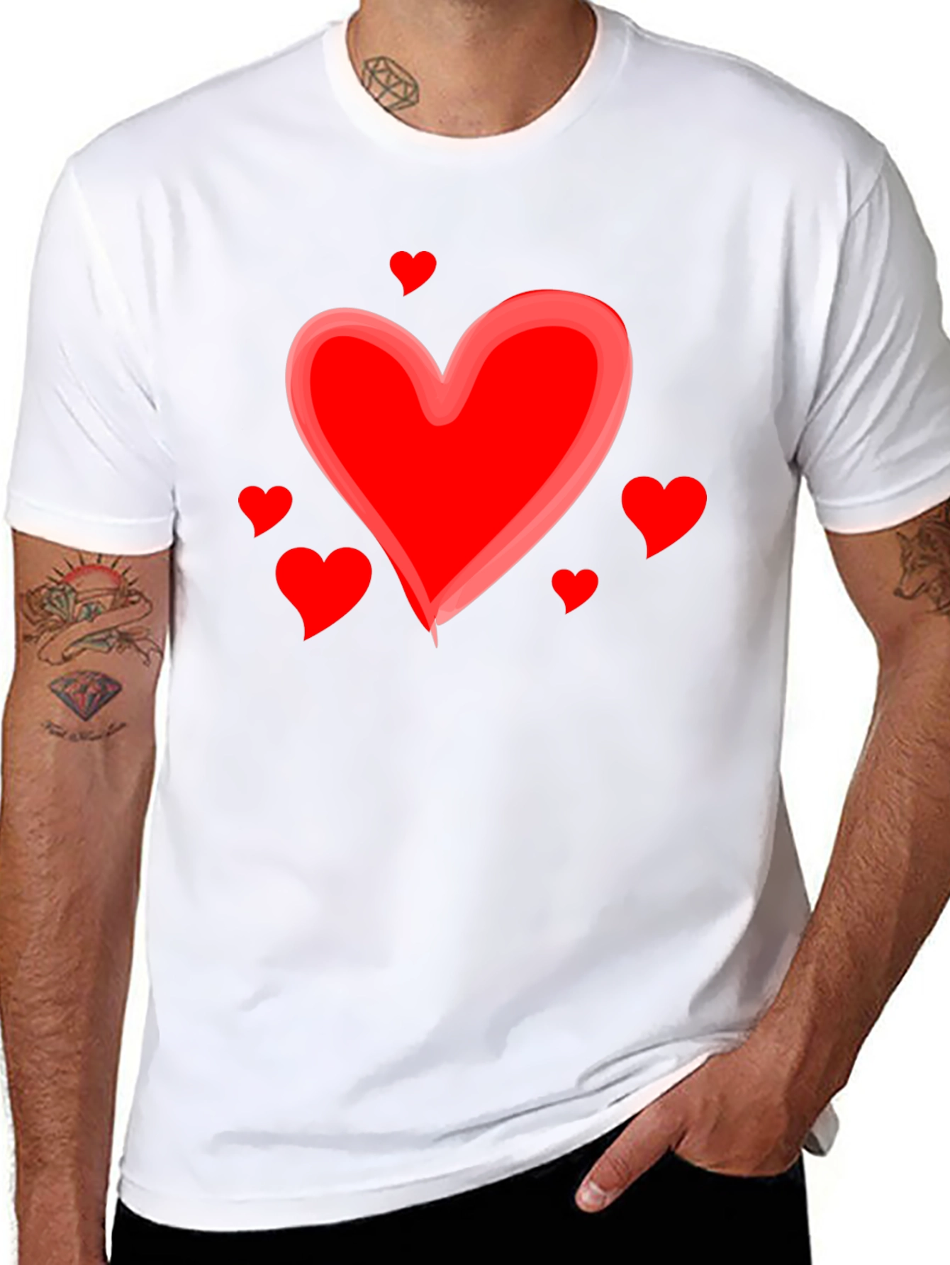 Heart Valentines Day Graphic Black T-Shirt
