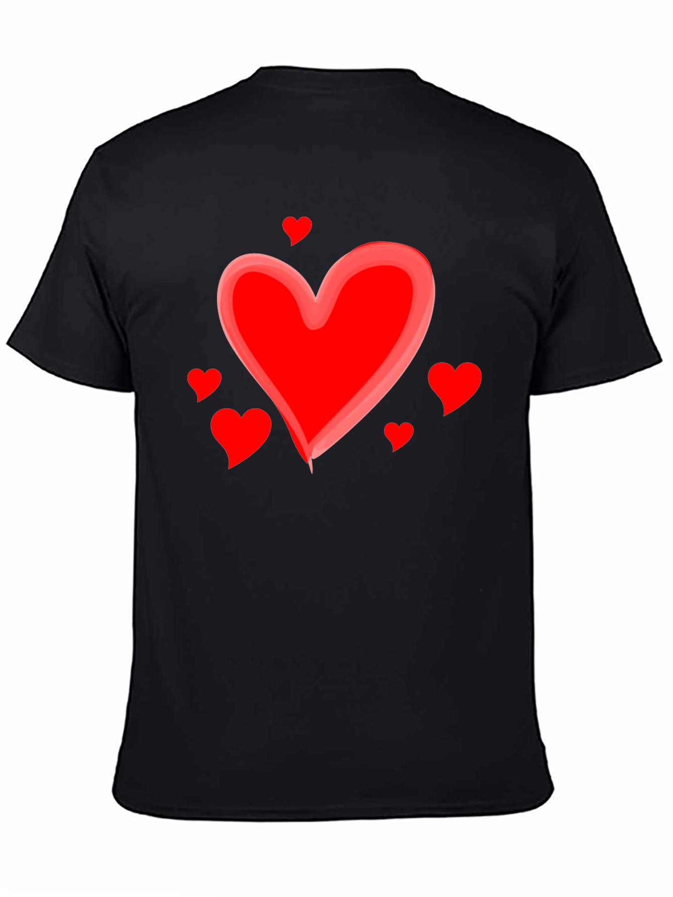 Heart Valentines Day Graphic Black T-Shirt