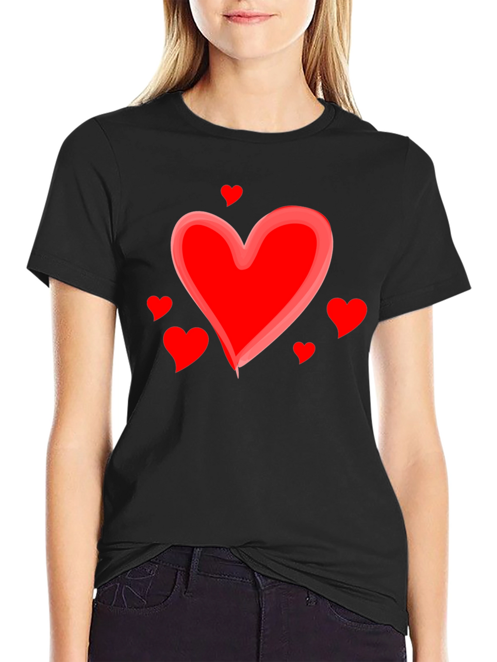 Heart Valentines Day Graphic Black T-Shirt