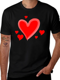 Heart Valentines Day Graphic Black T-Shirt