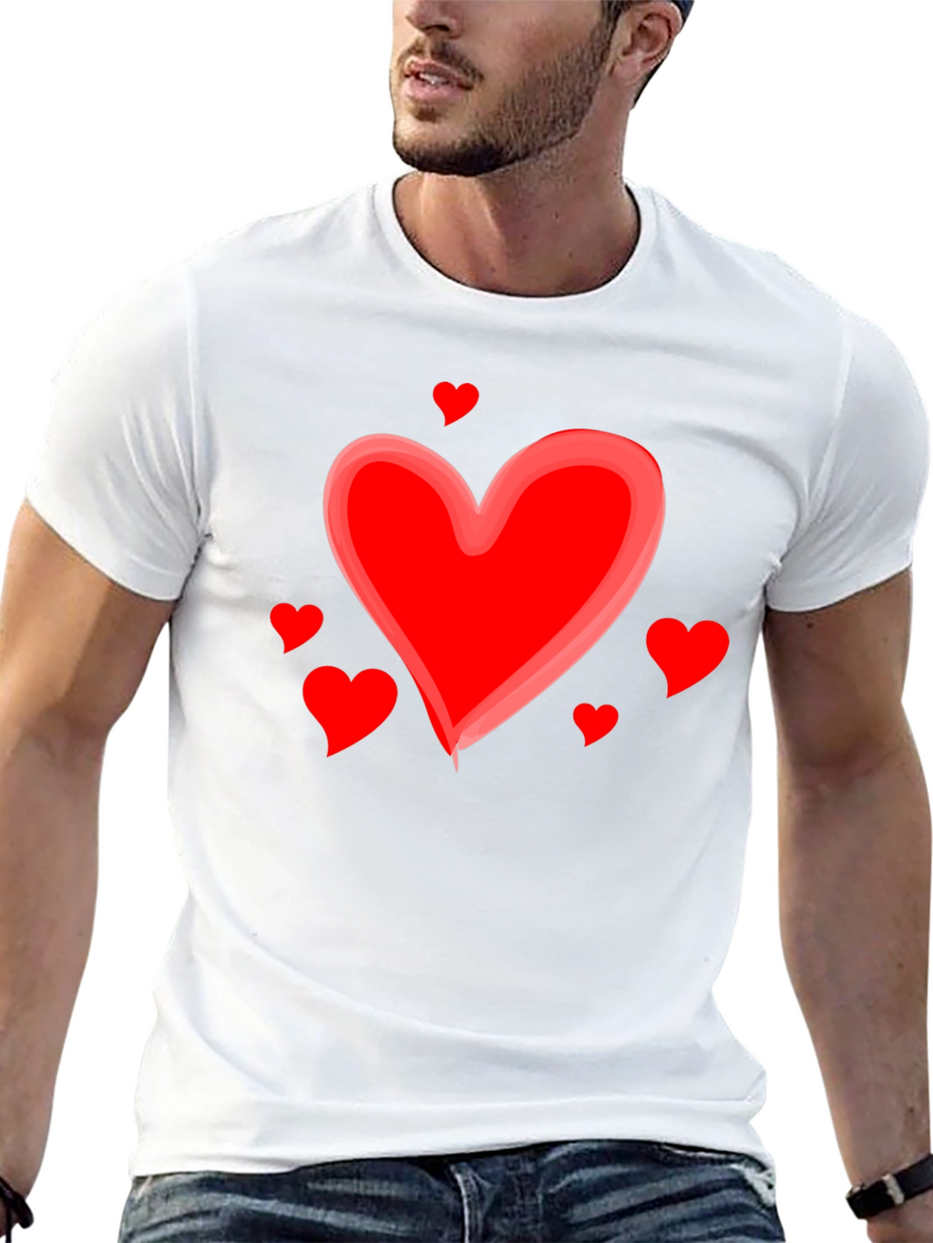 Heart Valentines Day Graphic Black T-Shirt