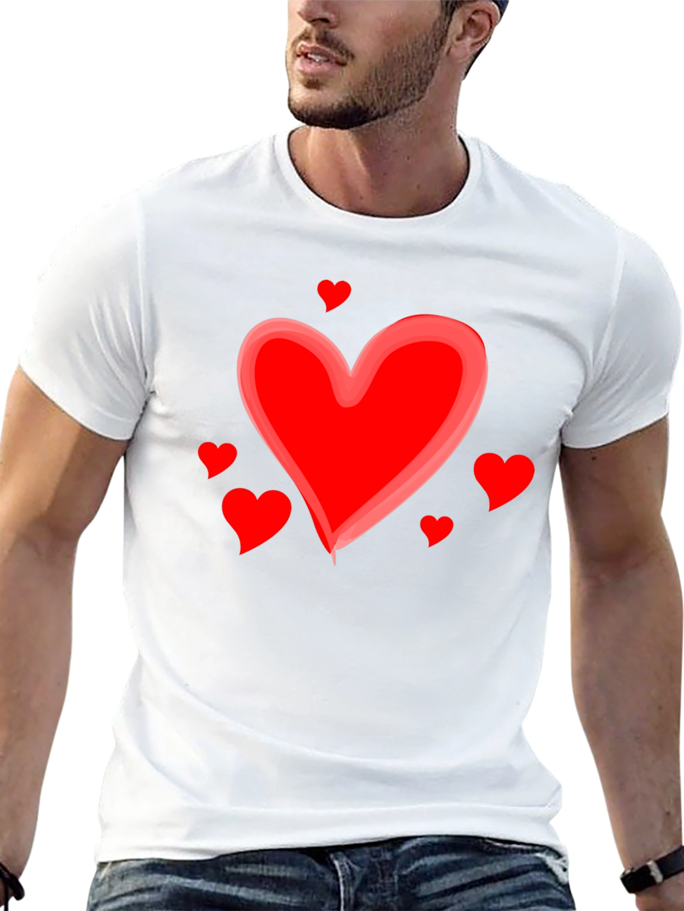 Heart Valentines Day Graphic Black T-Shirt