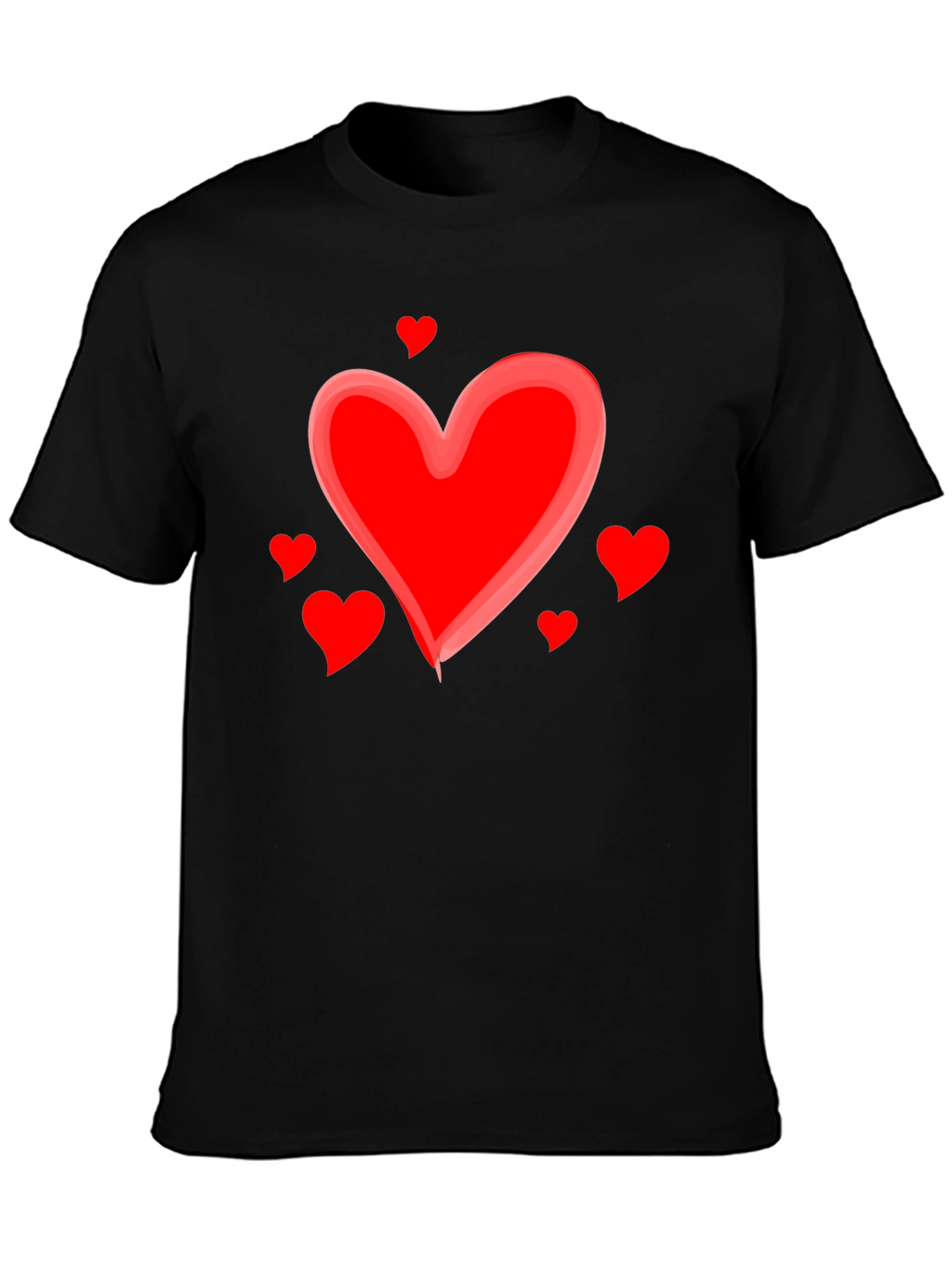 Heart Valentines Day Graphic Black T-Shirt