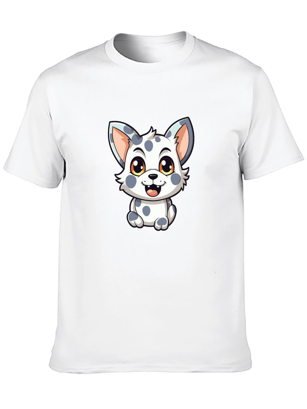 Cute Spotted Puppy Graphic Black T-Shirt