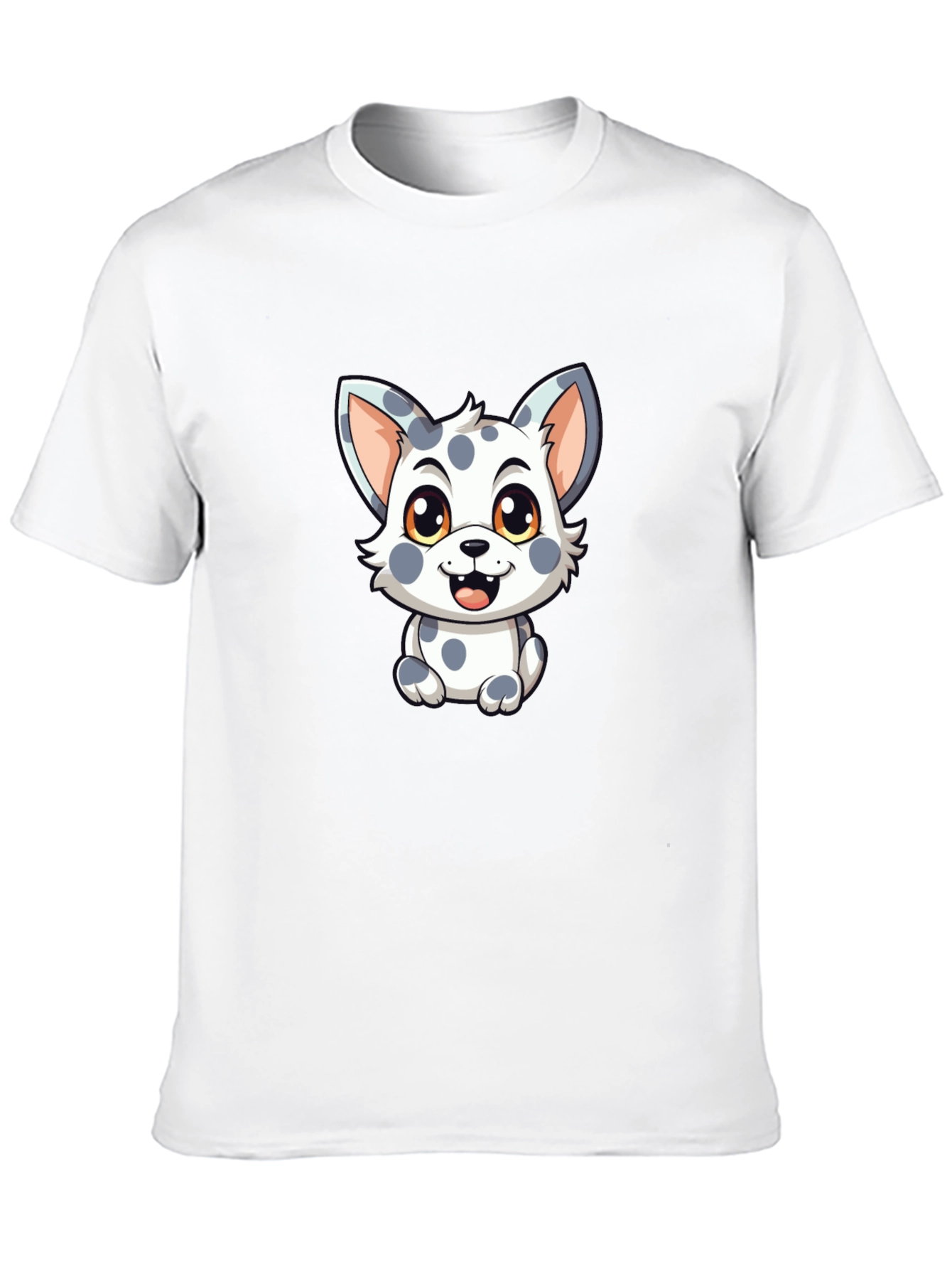 Cute Spotted Puppy Graphic Black T-Shirt
