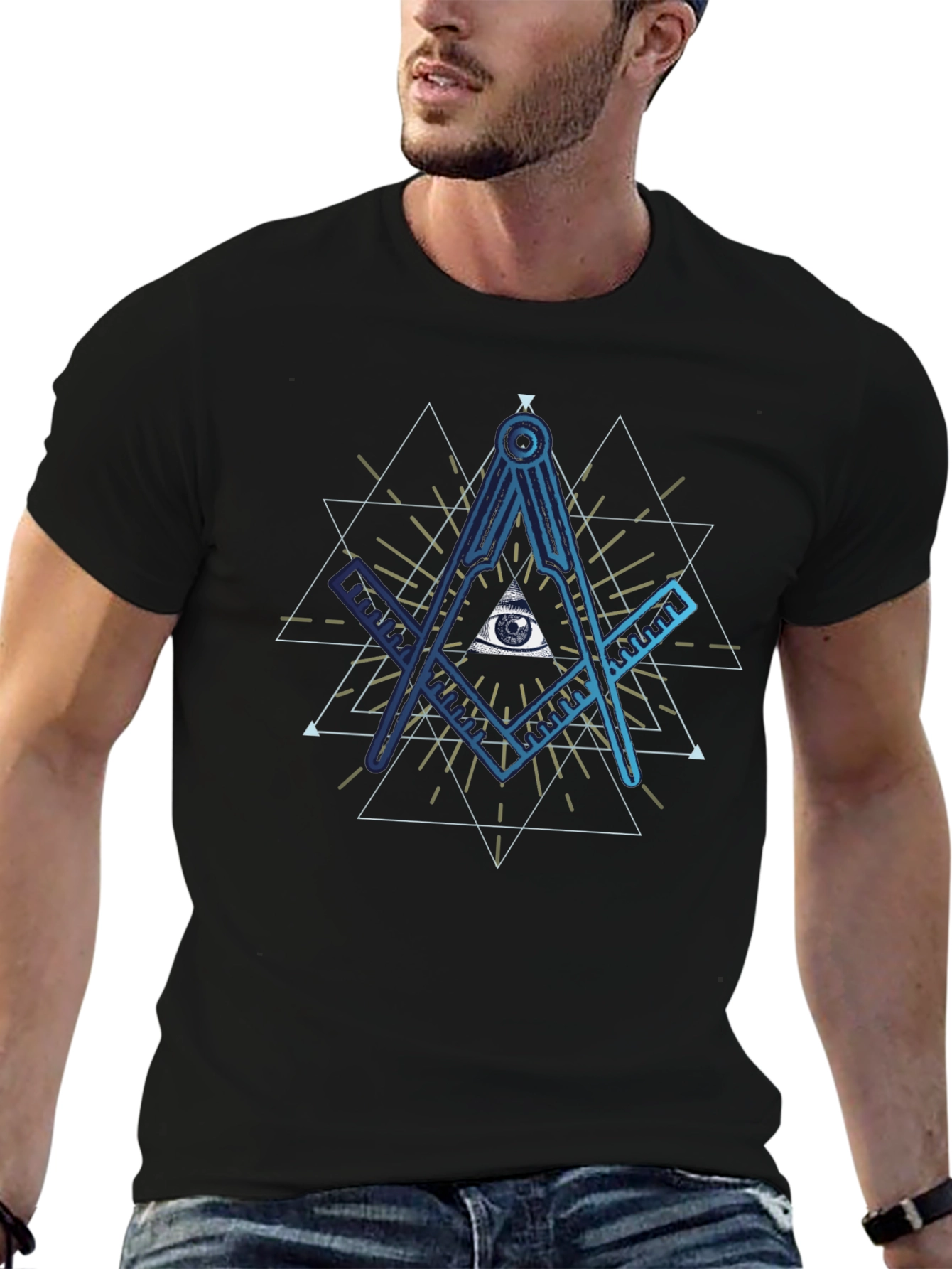All Seeing Eye T-Shirt - Masonic Compass Design