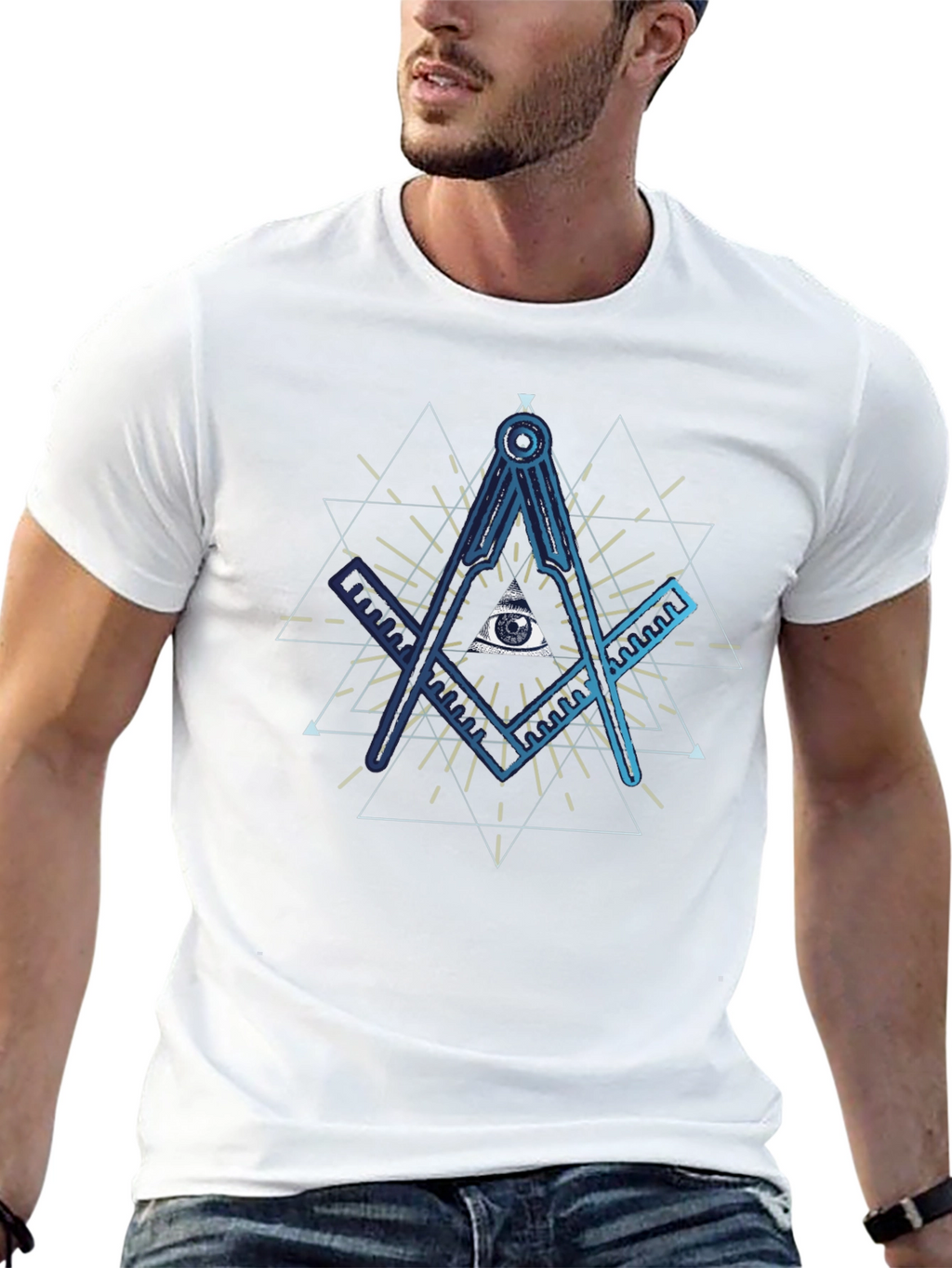 All Seeing Eye T-Shirt - Masonic Compass Design