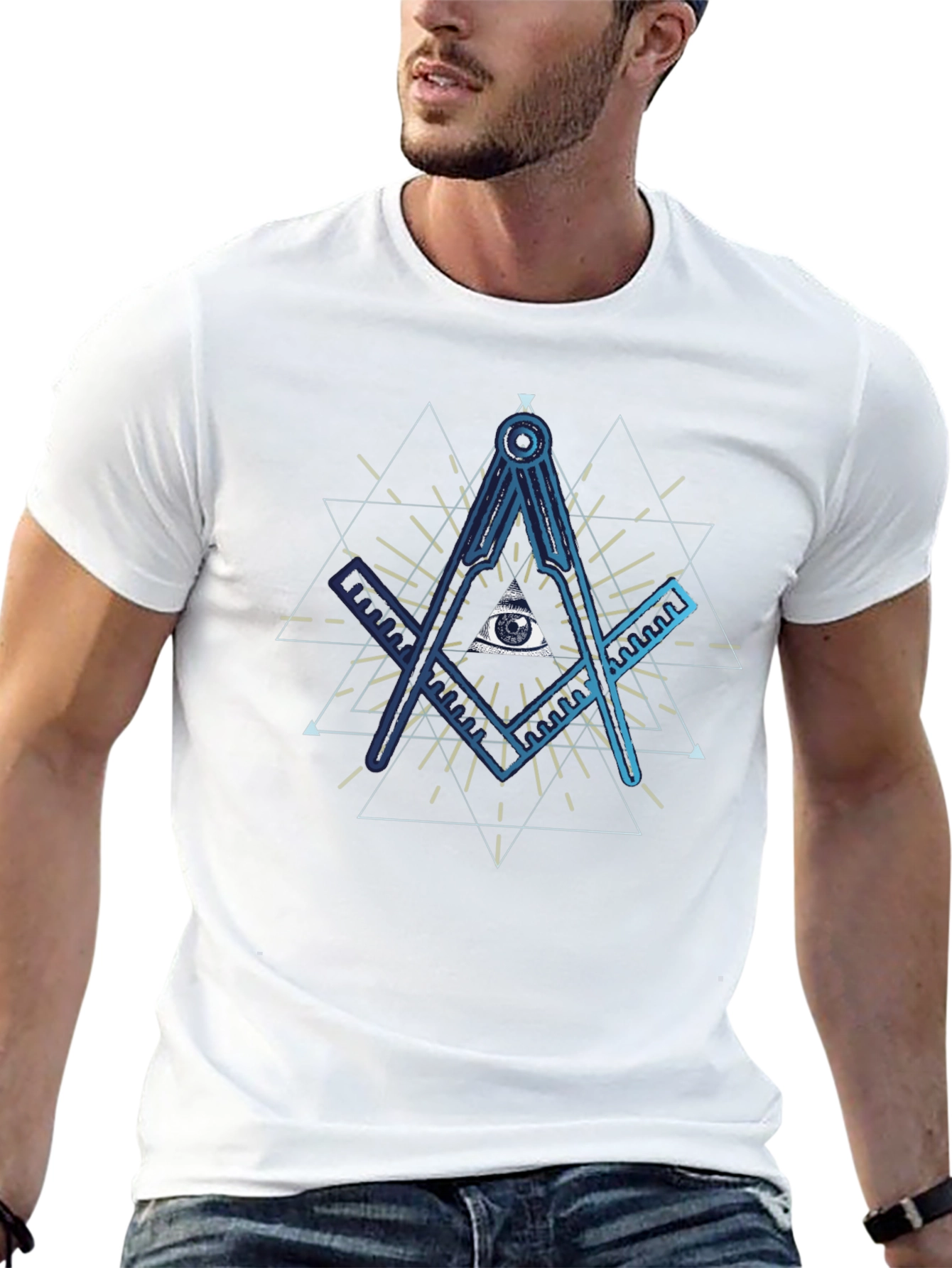 All Seeing Eye T-Shirt - Masonic Compass Design