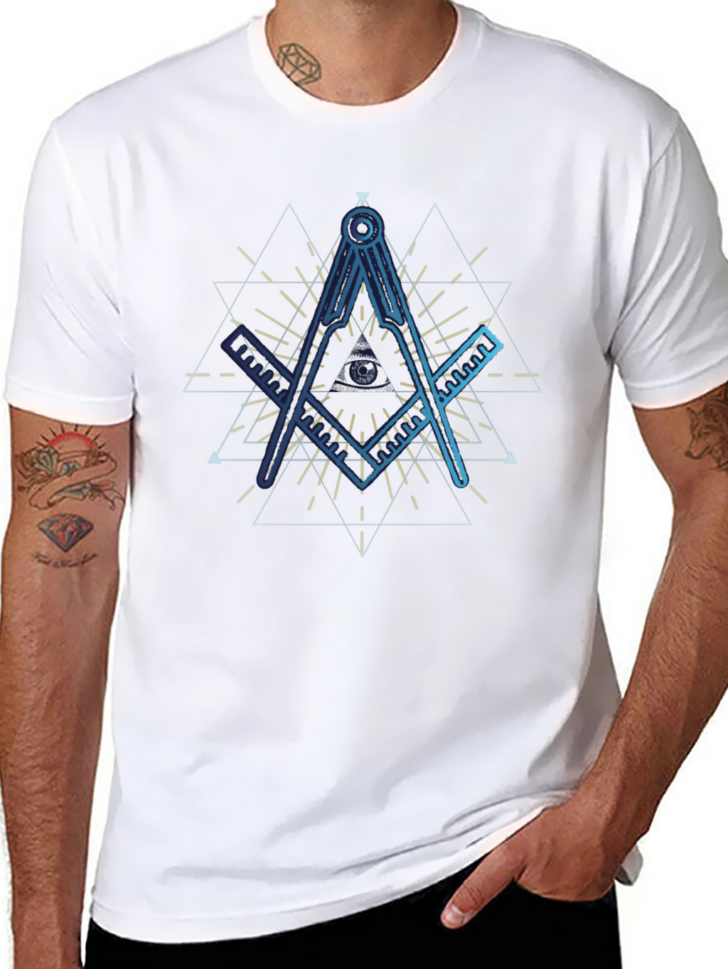 All Seeing Eye T-Shirt - Masonic Compass Design