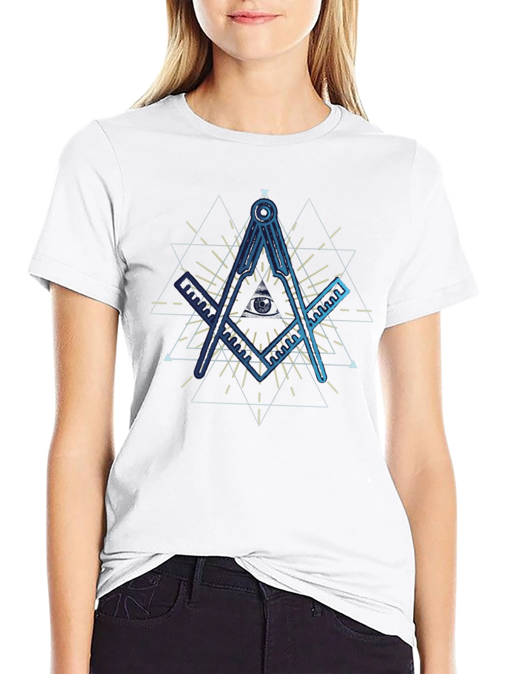 All Seeing Eye T-Shirt - Masonic Compass Design