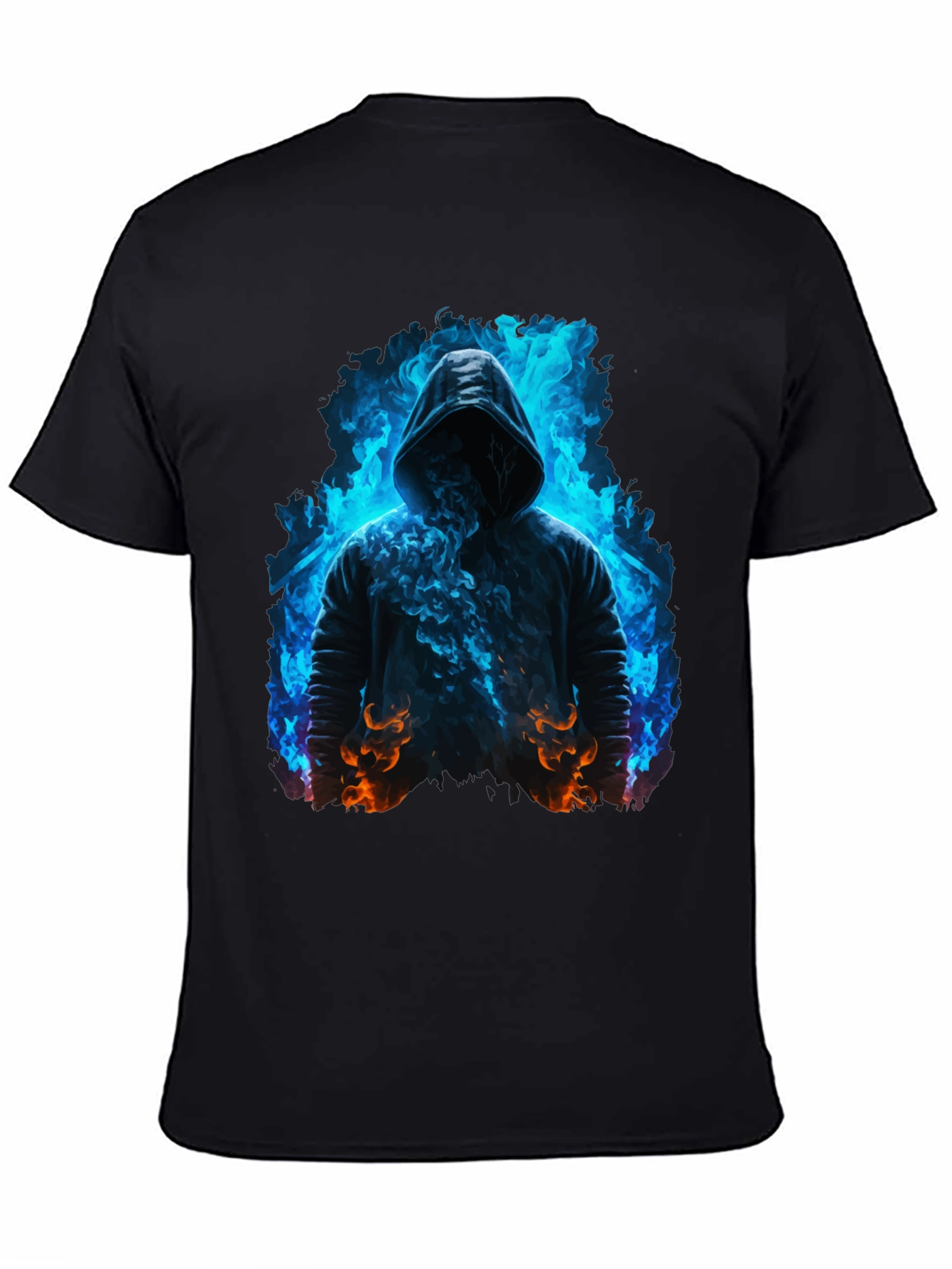 Hooded Figure Tee - Fiery Magic Print