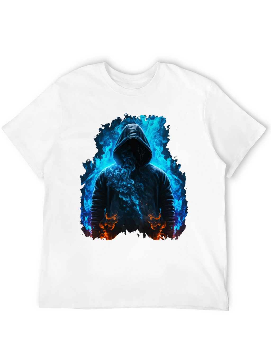 Hooded Figure Tee - Fiery Magic Print