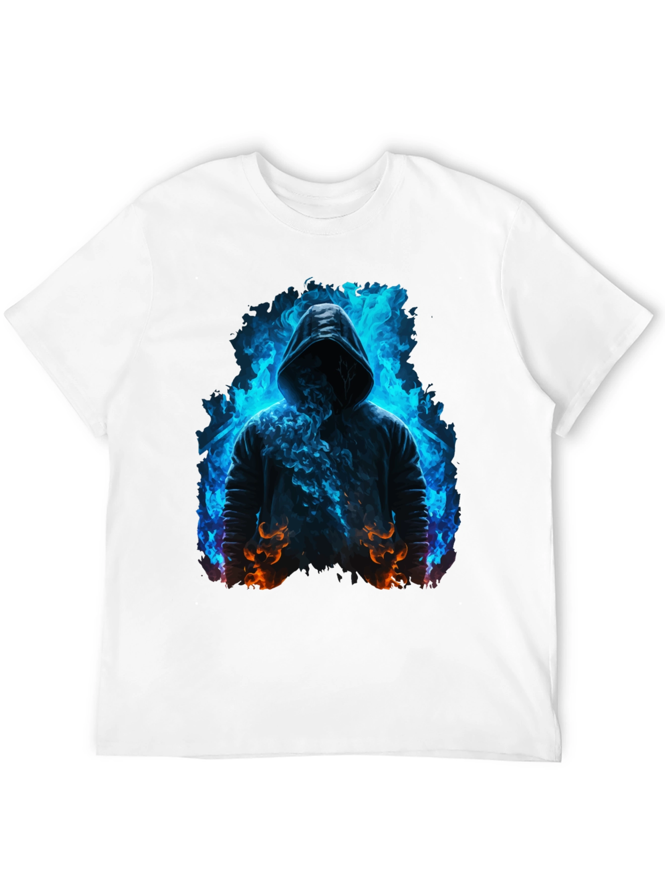 Hooded Figure Tee - Fiery Magic Print