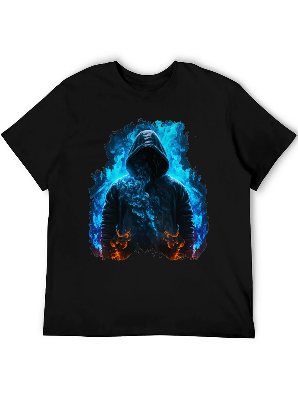 Hooded Figure Tee - Fiery Magic Print