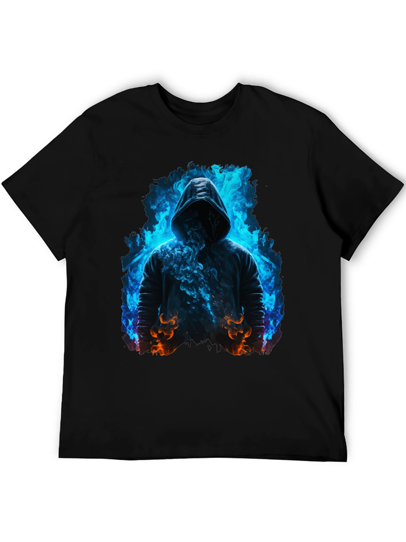 Hooded Figure Tee - Fiery Magic Print