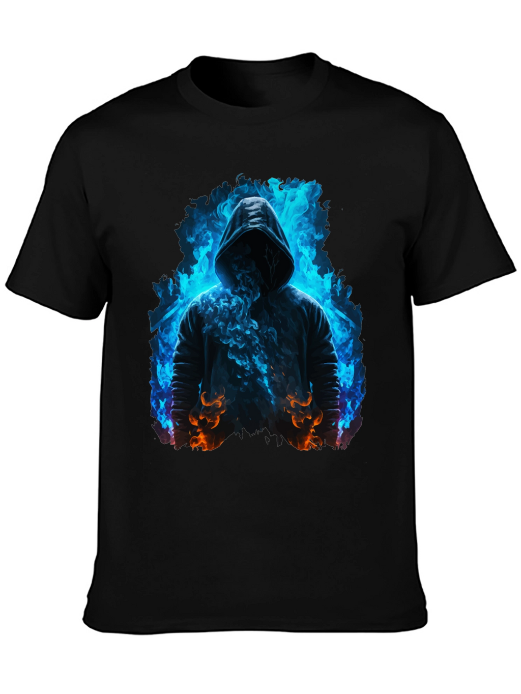 Hooded Figure Tee - Fiery Magic Print