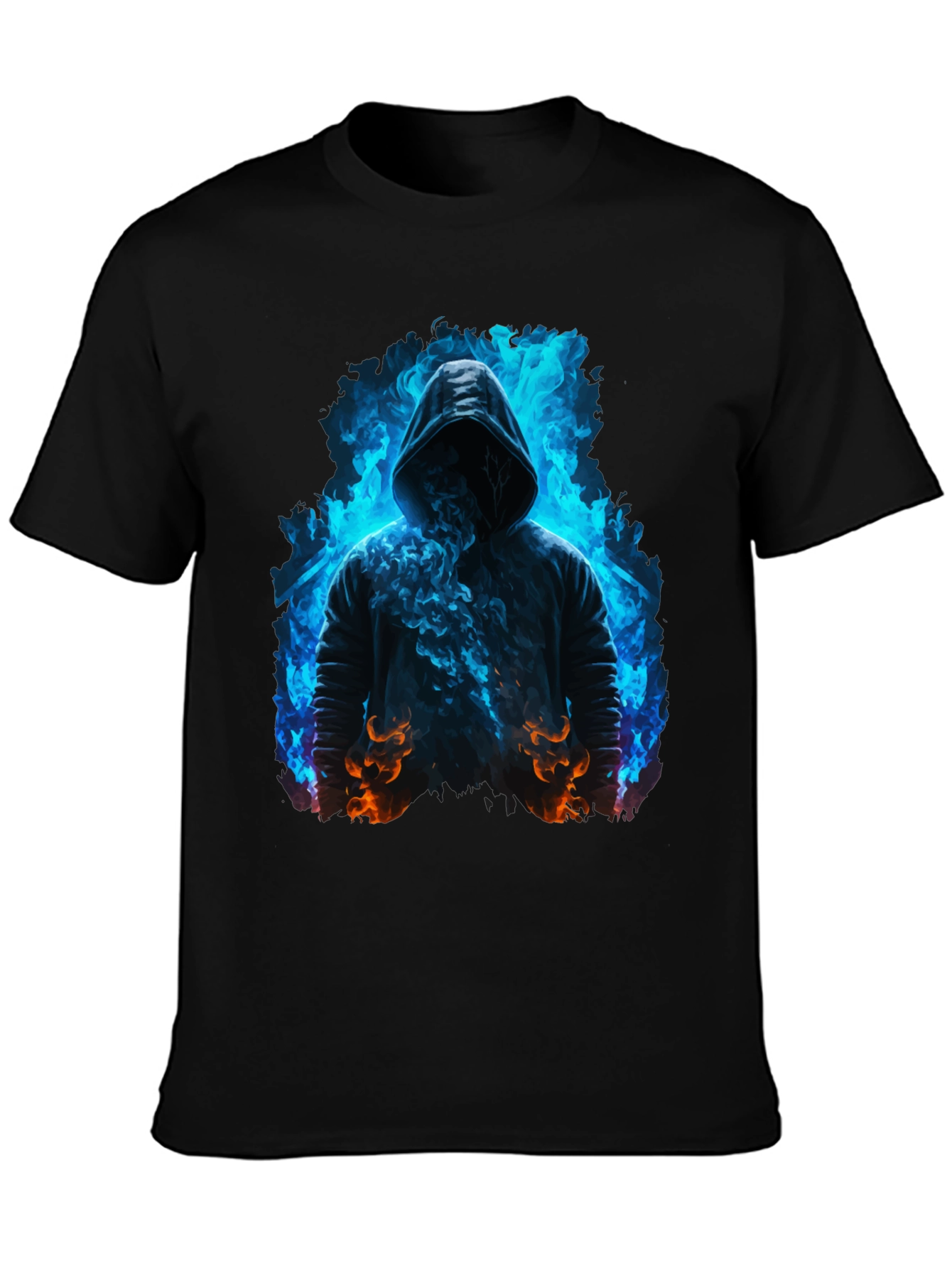 Hooded Figure Tee - Fiery Magic Print