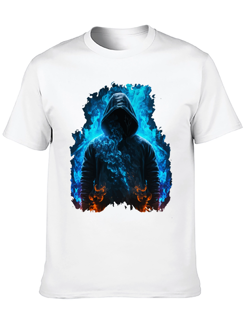 Hooded Figure Tee - Fiery Magic Print