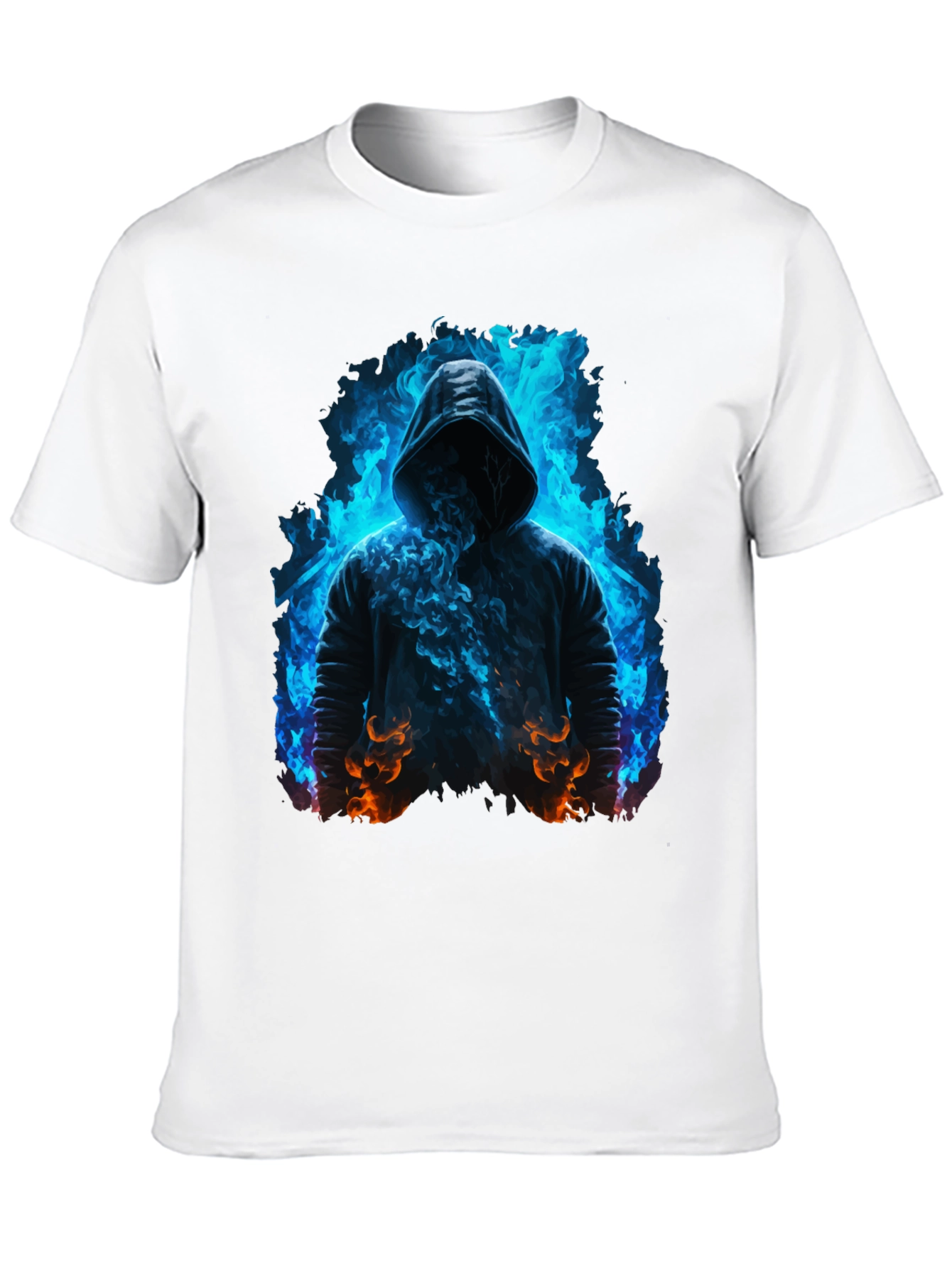 Hooded Figure Tee - Fiery Magic Print