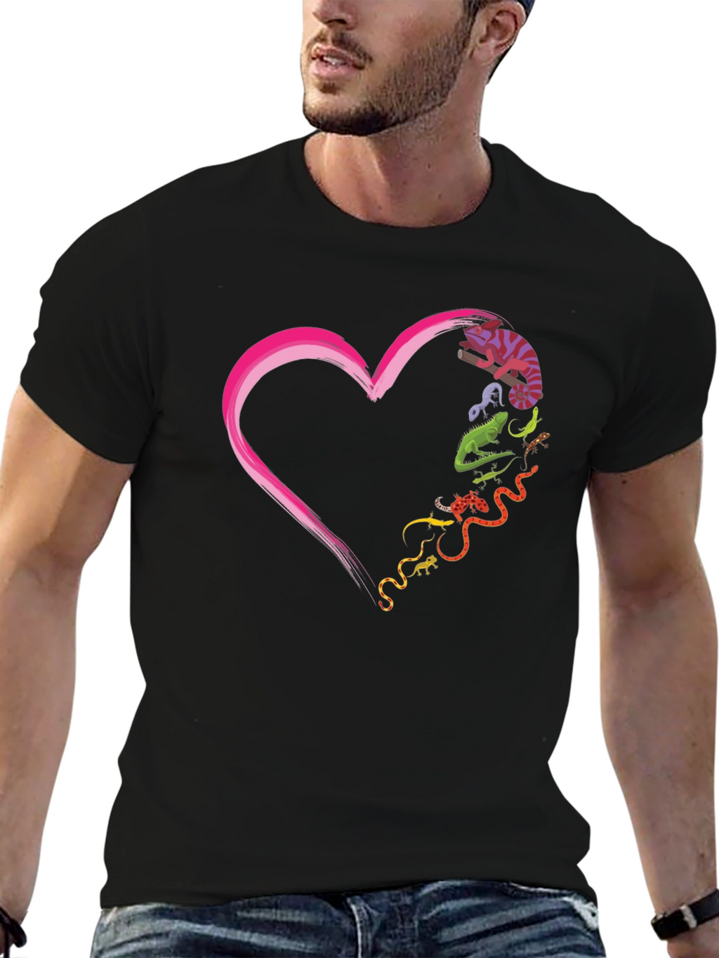 Reptile Love Graphic T-Shirt - Unique Animal Heart Tee