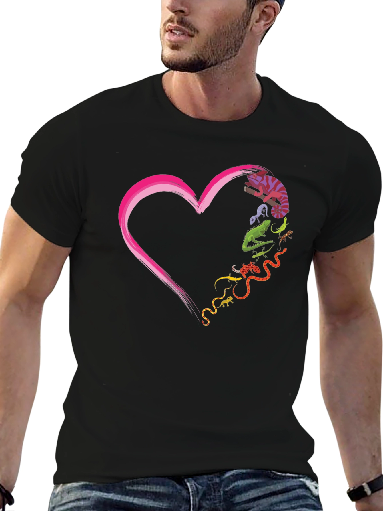 Reptile Love Graphic T-Shirt - Unique Animal Heart Tee