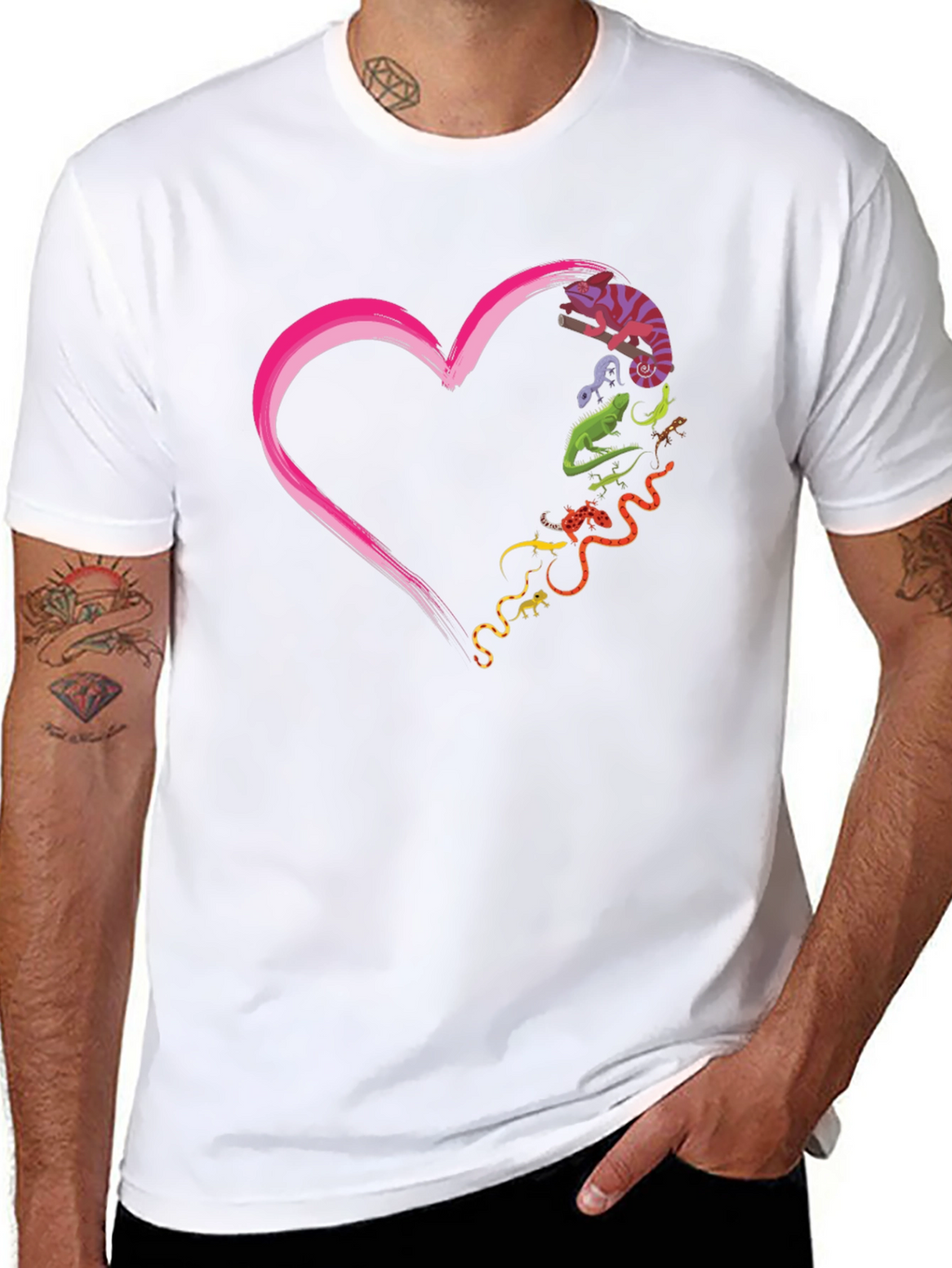 Reptile Love Graphic T-Shirt - Unique Animal Heart Tee