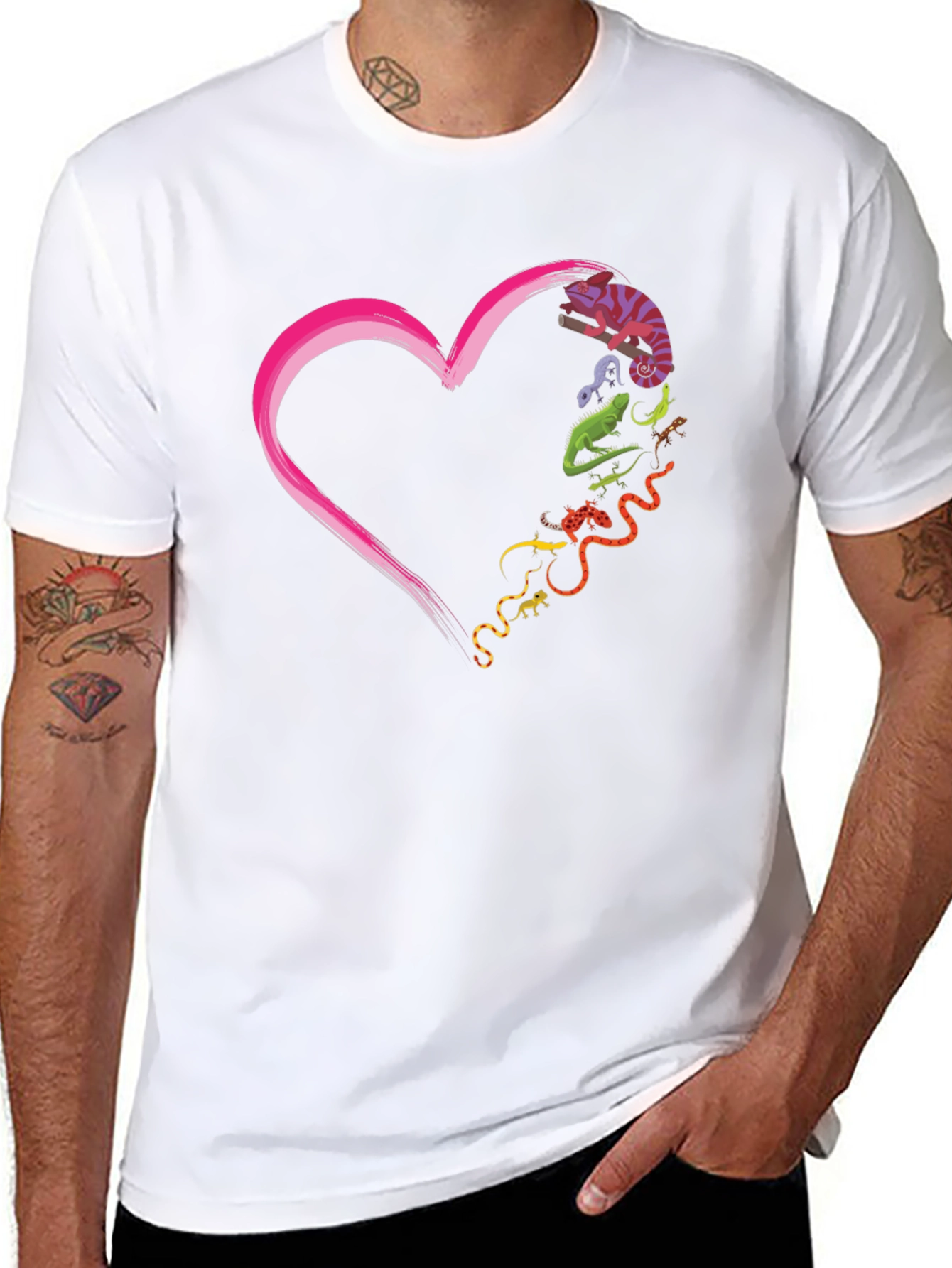 Reptile Love Graphic T-Shirt - Unique Animal Heart Tee