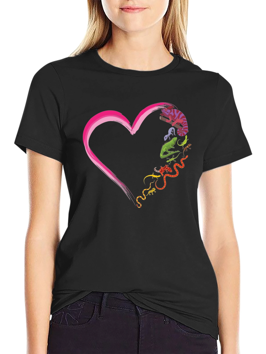 Reptile Love Graphic T-Shirt - Unique Animal Heart Tee