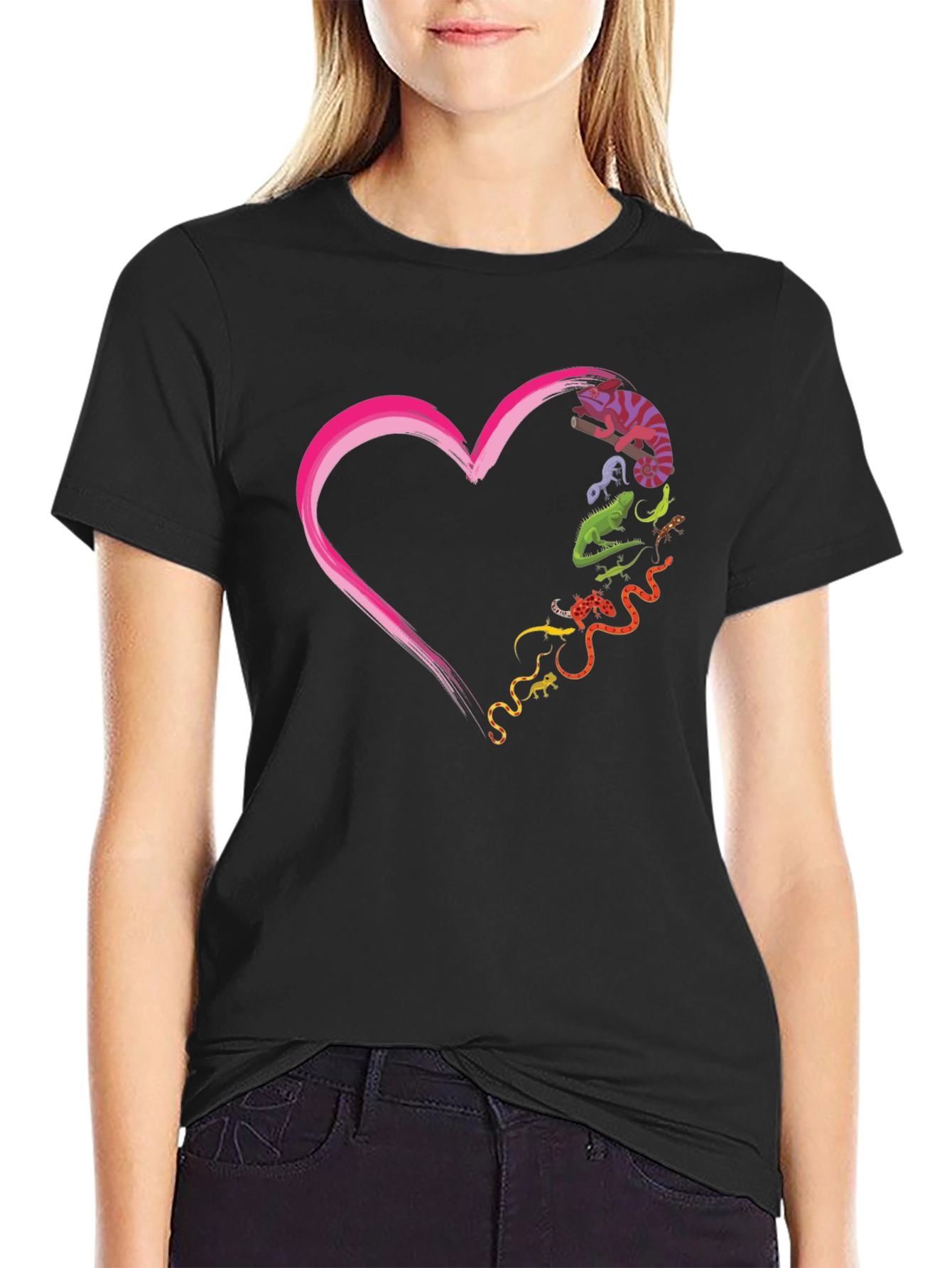 Reptile Love Graphic T-Shirt - Unique Animal Heart Tee