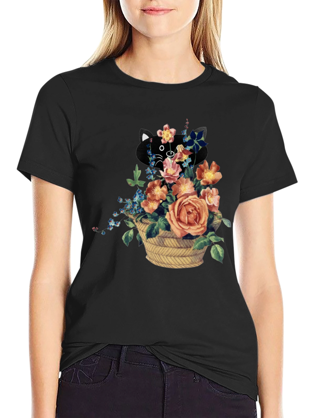 Floral Cat Tee - Unique Graphic Print
