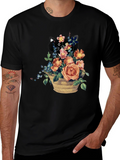 Floral Cat Tee - Unique Graphic Print