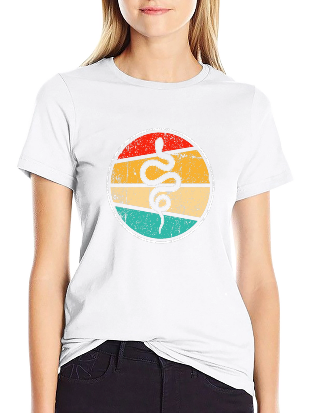 Retro Snake Graphic T-Shirt - Black Crew Neck Tee