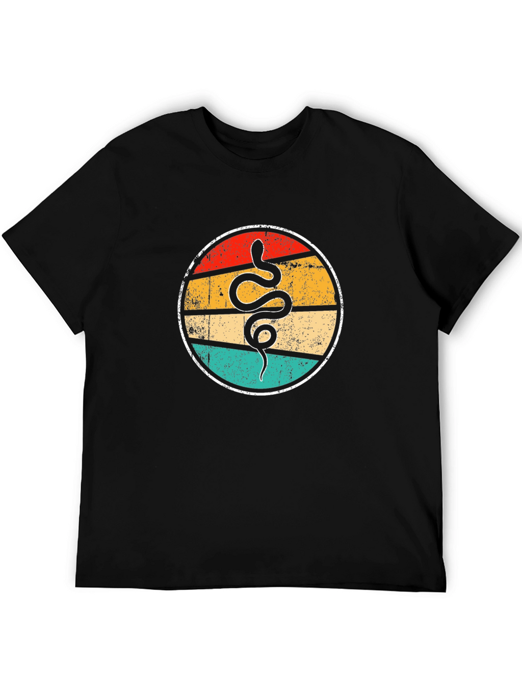 Retro Snake Graphic T-Shirt - Black Crew Neck Tee