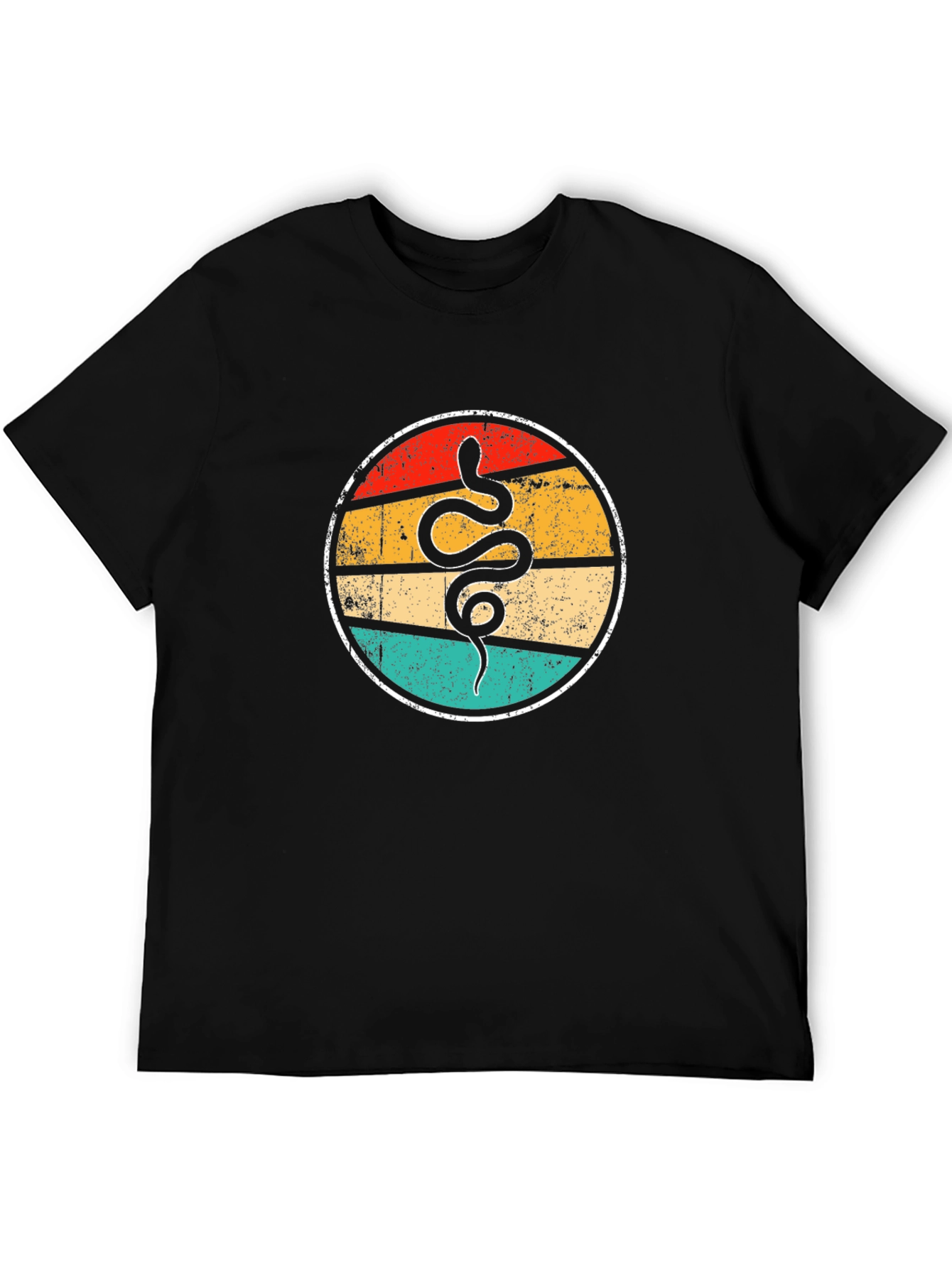 Retro Snake Graphic T-Shirt - Black Crew Neck Tee