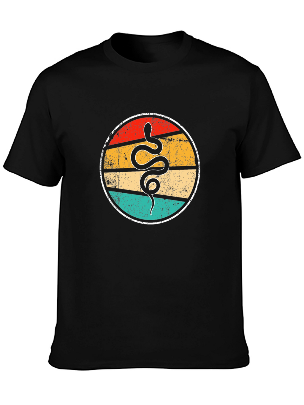 Retro Snake Graphic T-Shirt - Black Crew Neck Tee