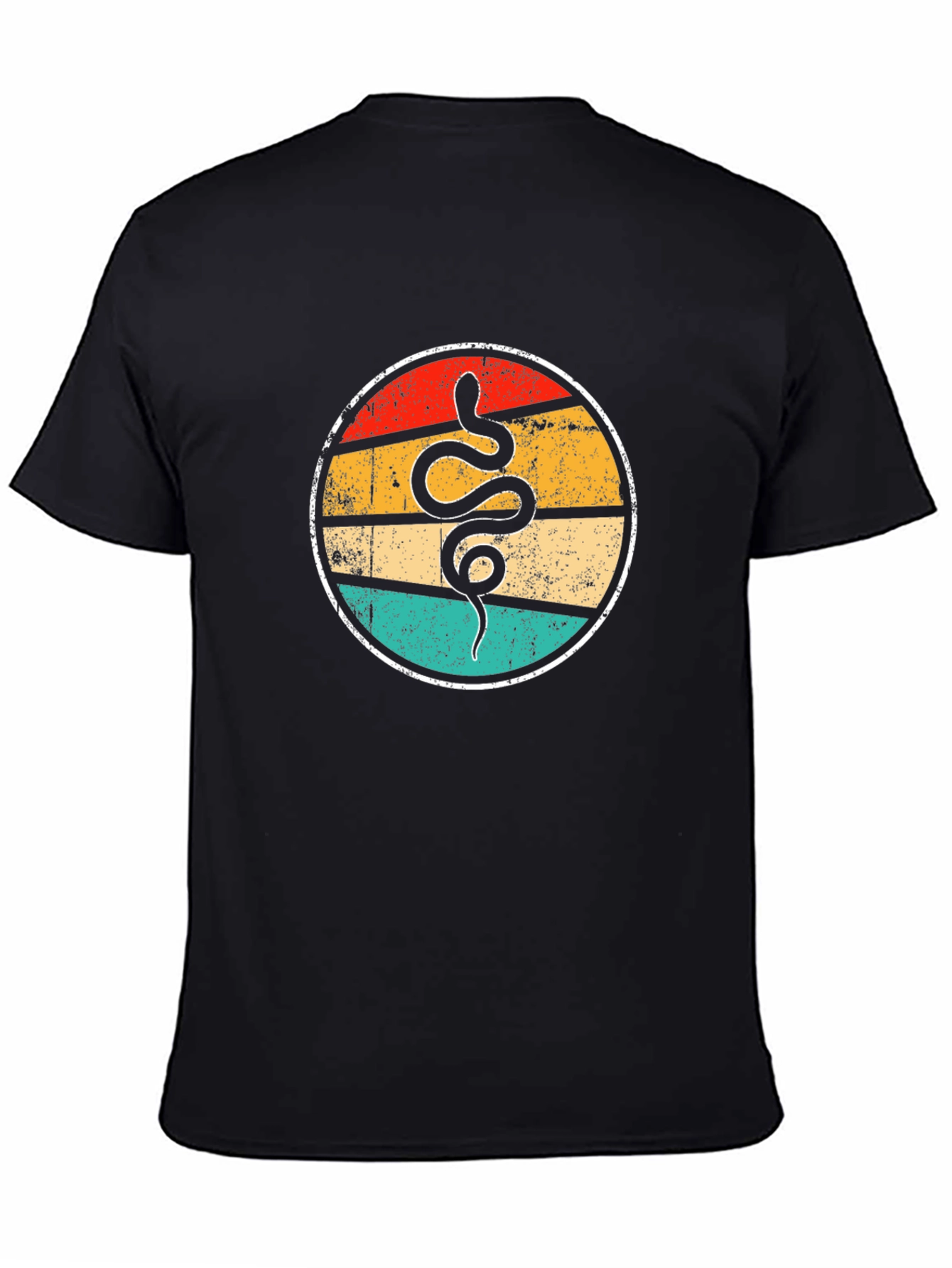 Retro Snake Graphic T-Shirt - Black Crew Neck Tee
