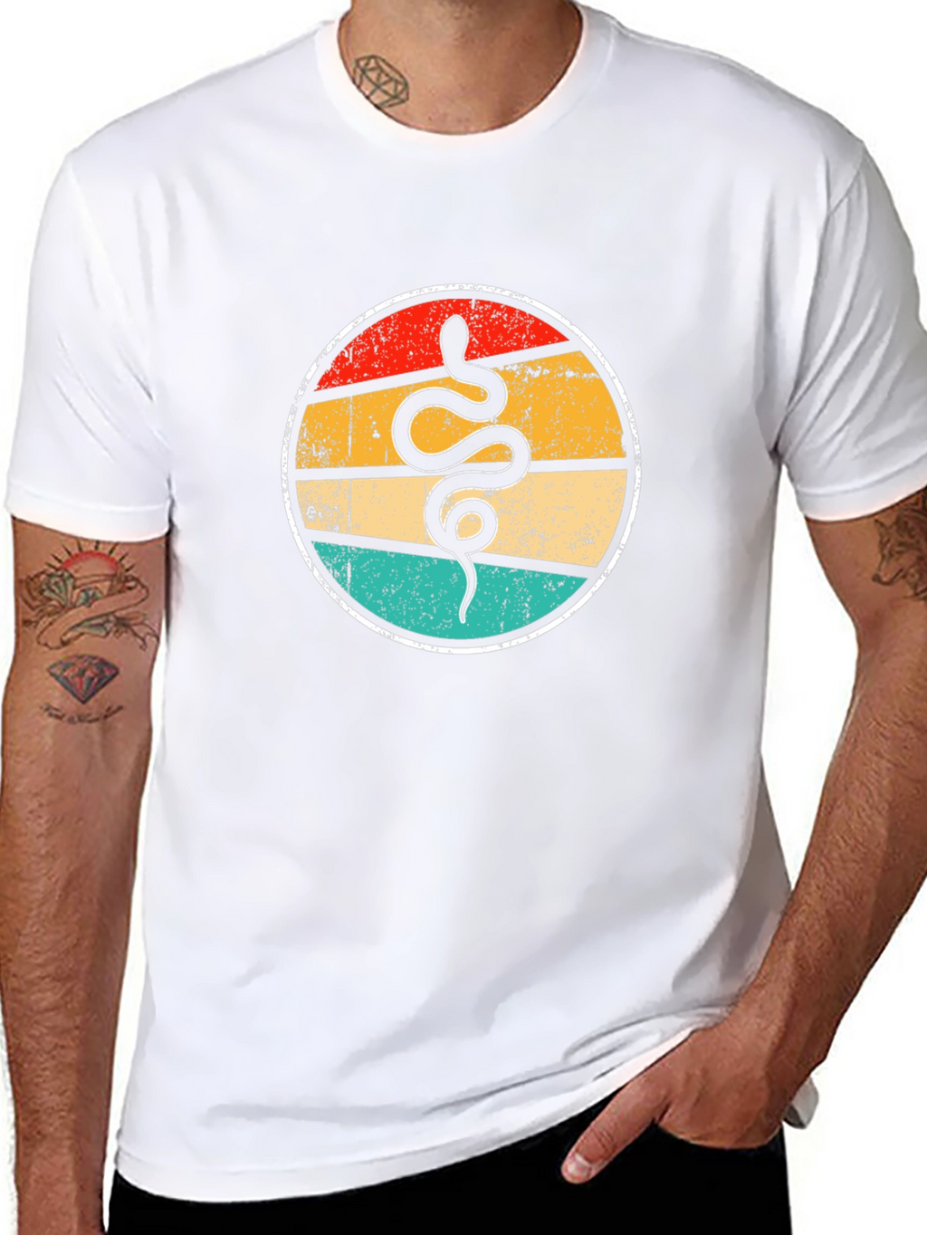 Retro Snake Graphic T-Shirt - Black Crew Neck Tee