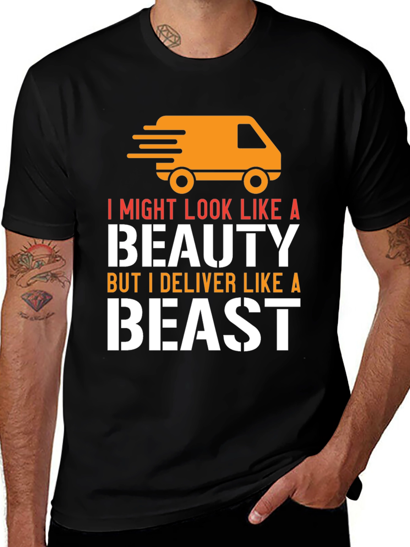 Beauty & Beast Delivery T-Shirt - Black Graphic Tee